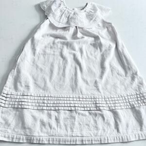 Belle Chiara girls ecru cotton sleeveless dress with lace collar size 6